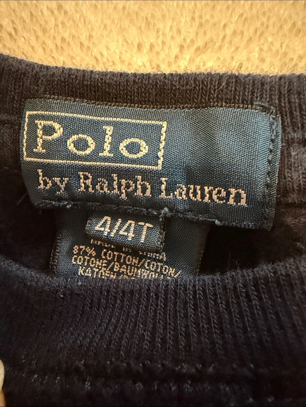 Ralph Lauren Navy Crewneck Sweatshirt with Blue Pony Embroidery